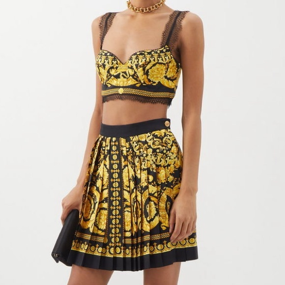 Baroque-Print Lace-Trimmed Silk-Twill Top - Picture 4 of 12